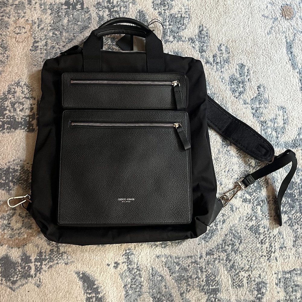 Giorgio Armani Men's Soft Nylon & Leather Backpack - BRAND NEW WITH TAGS